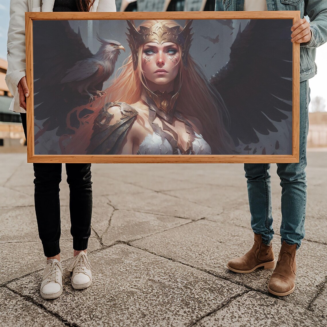 Lady Freya Norse Goddess Winged Helmet Raven Warrior Woman Poster - Image 5