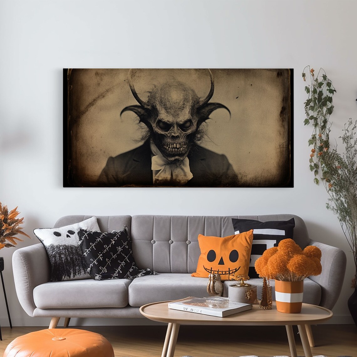 Demon Of 81st Street Skeletal Horned Suit Vintage Creepy Horror Wall Poster - Image 5
