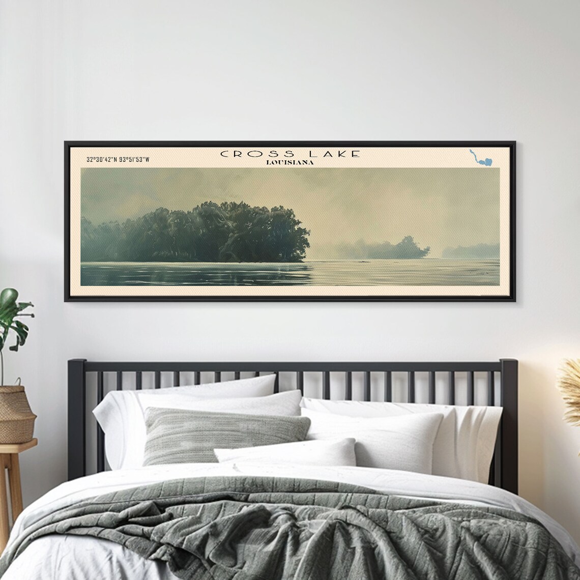 Cross Lake Louisiana Misty Tree Islands Hazy Green Water Travel Poster - Image 3