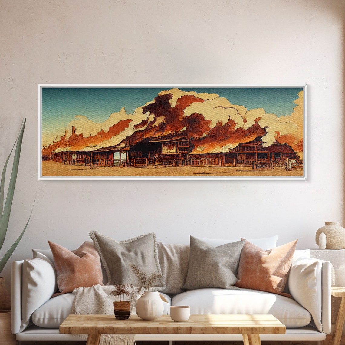 Wild West Art, Old West Saloon On Fire - Image 4