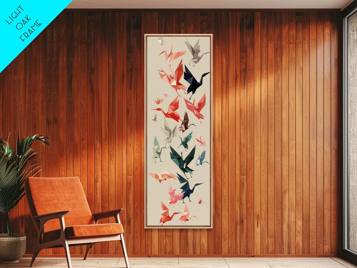 Origami Crane Birds, Ukiyo-E Inspired Art Print