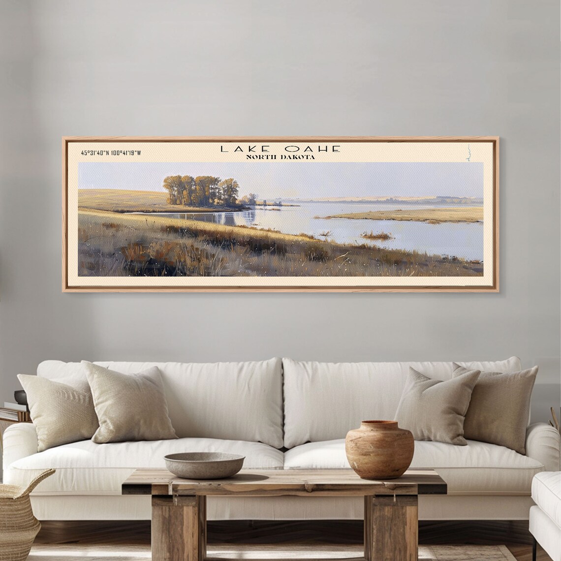 Lake Oahe North Dakota Golden Prairie Shores Panoramic Travel Poster - Image 4
