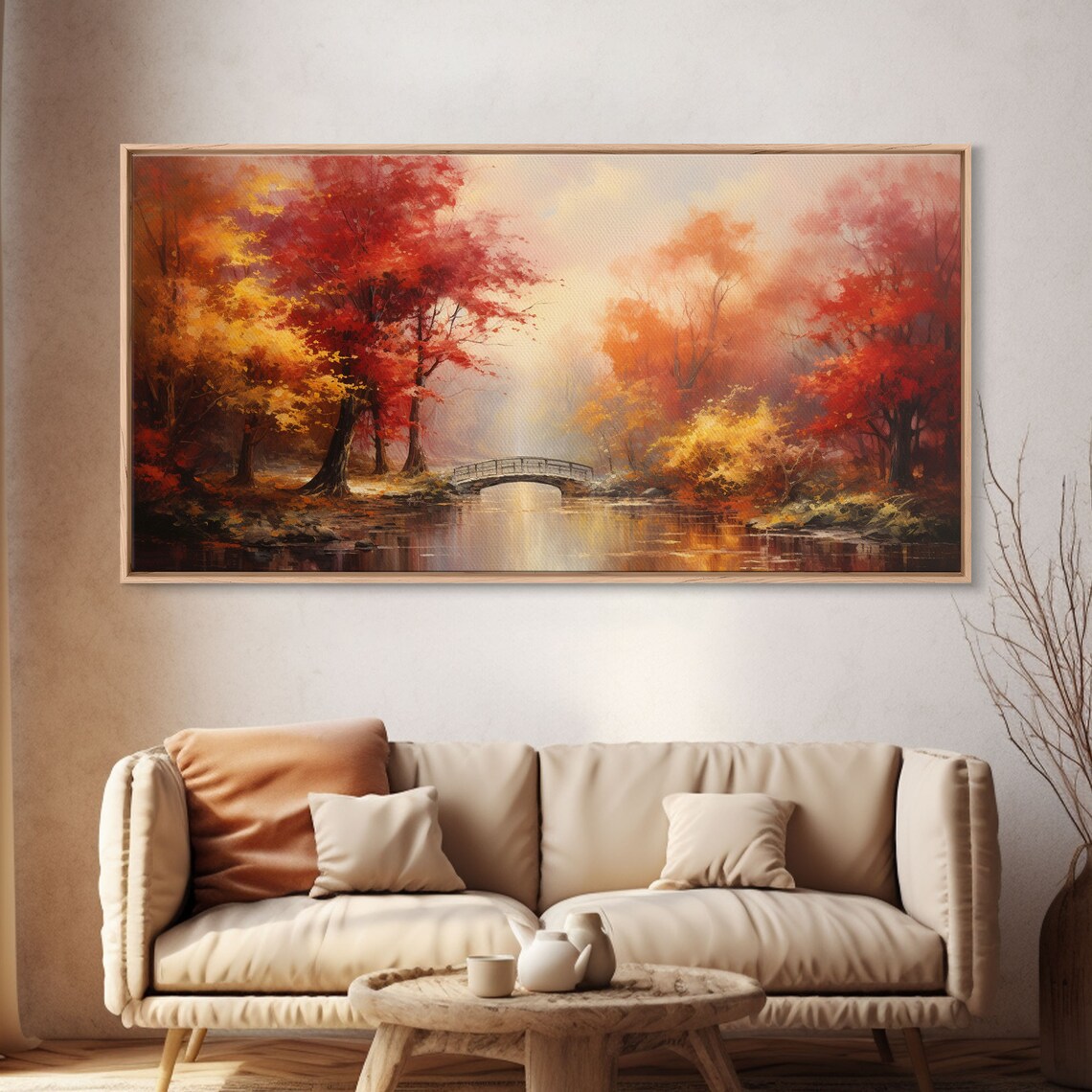 Early Autumn Forest Landscape Art Print, Farmhouse - Image 4
