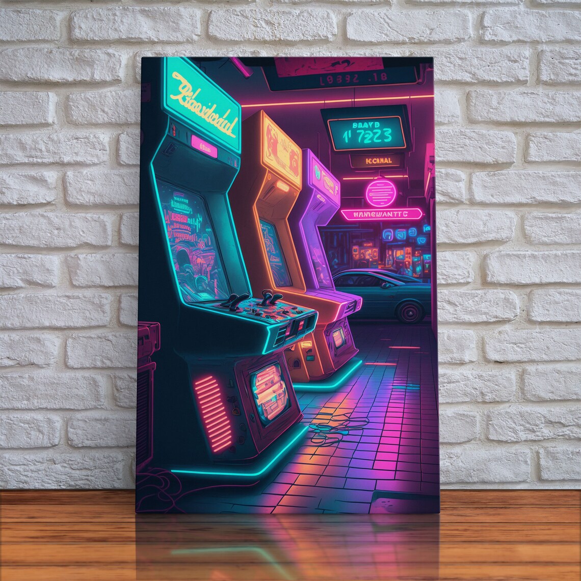 Neon Arcade Synthwave Game Room Art Print - Image 4