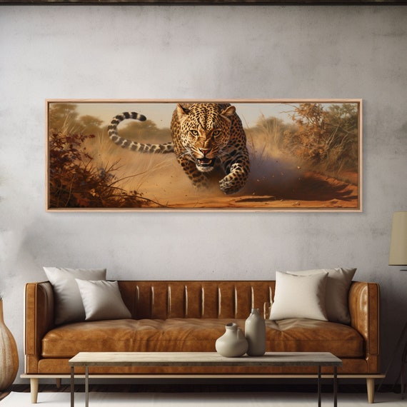 Panoramic Cheetah Art Print, Wildlife Wall Decor