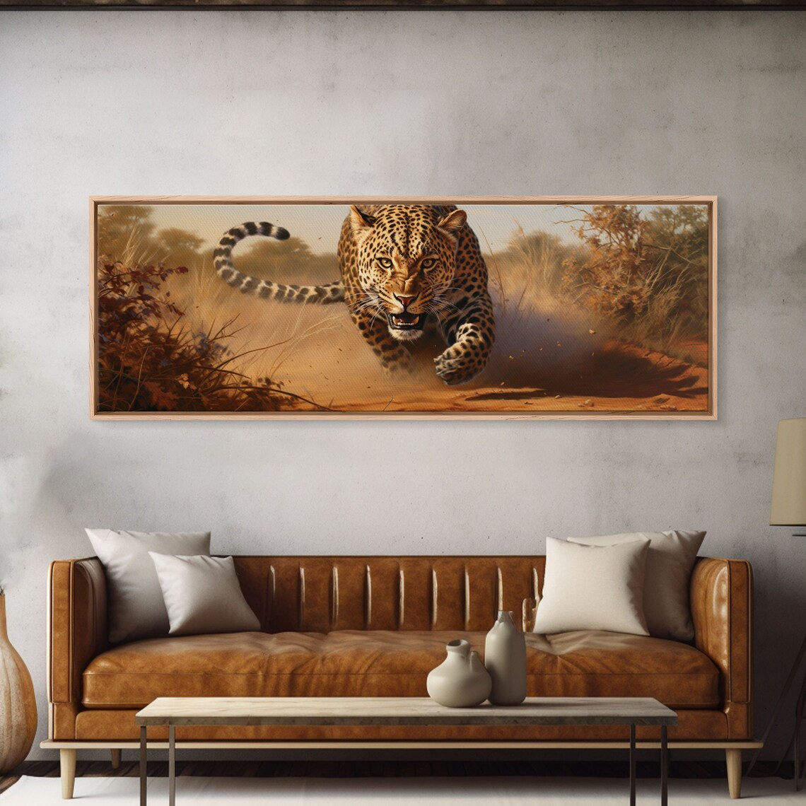 Panoramic Cheetah Art Print, Wildlife Wall Decor
