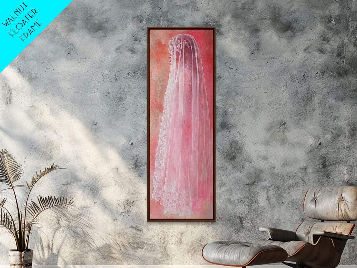 Delicate Bridal Veil Pink Watercolor Romantic Feminine Wall Poster - Image 4