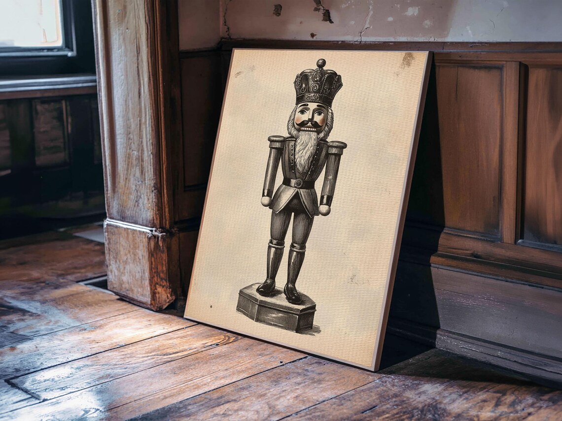 Retro Nutcracker, Minimalist Christmas Art - Image 5