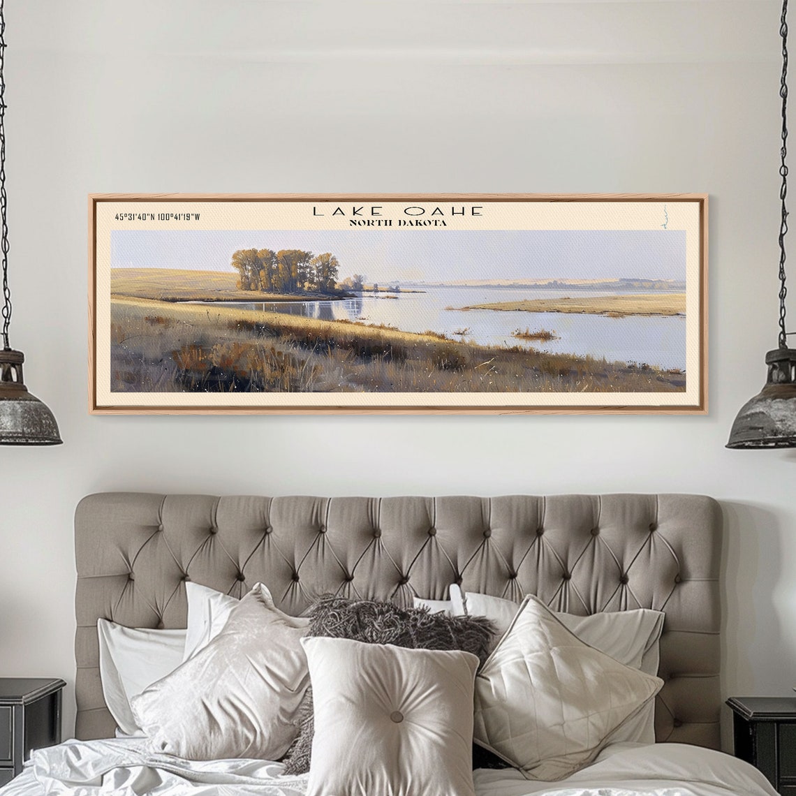 Lake Oahe North Dakota Golden Prairie Shores Panoramic Travel Poster - Image 3