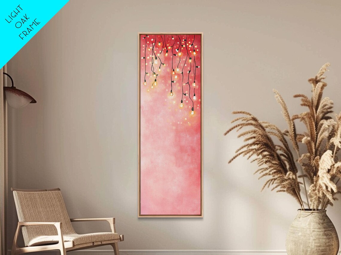 Dreamy Fairy Lights String Warm Glow Pink Watercolor Cozy Wall Poster - Image 2