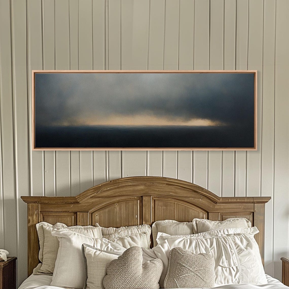 Stormy Sea Under Dark Clouds Moody Seascape Panoramic Painting Poster - Image 5