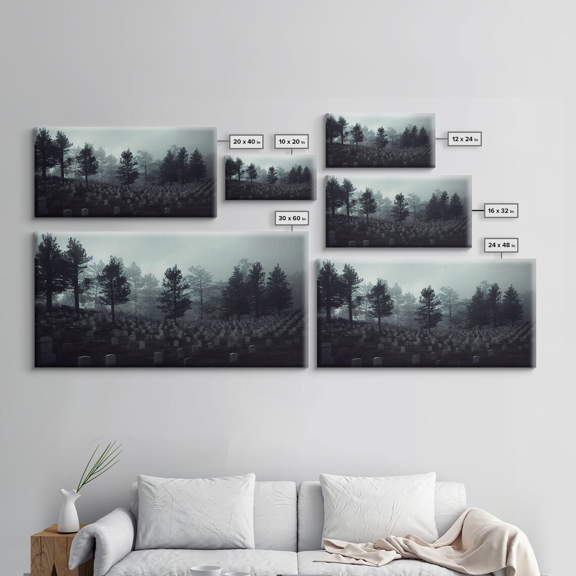 Creepy Haunted Cemetery Halloween Wall Art Print - Image 2