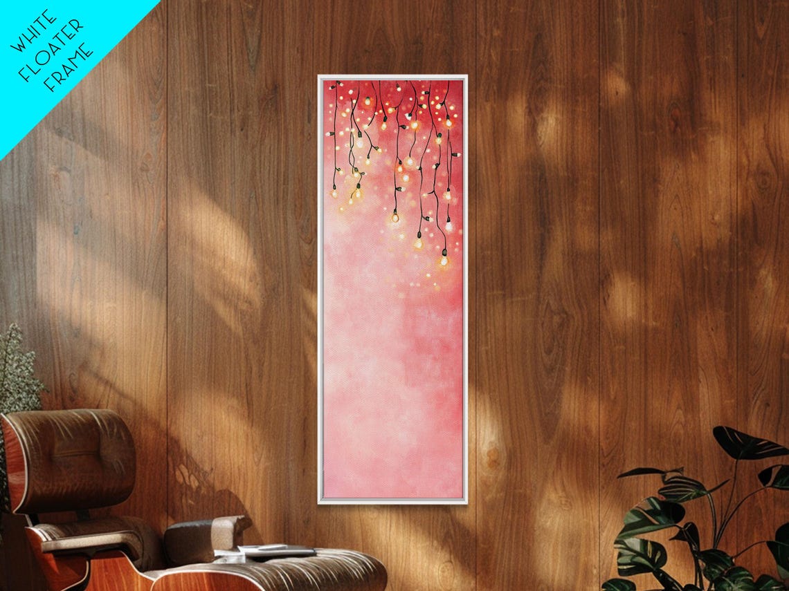 Dreamy Fairy Lights String Warm Glow Pink Watercolor Cozy Wall Poster - Image 5