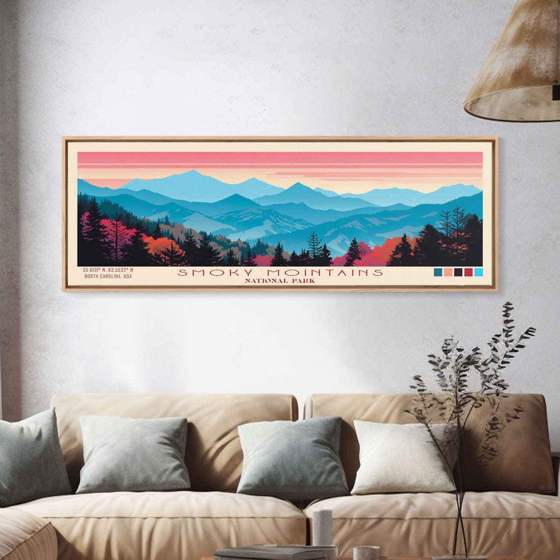 Smoky Mountains National Park Pink Sky Autumn Forest Travel Poster - Image 4