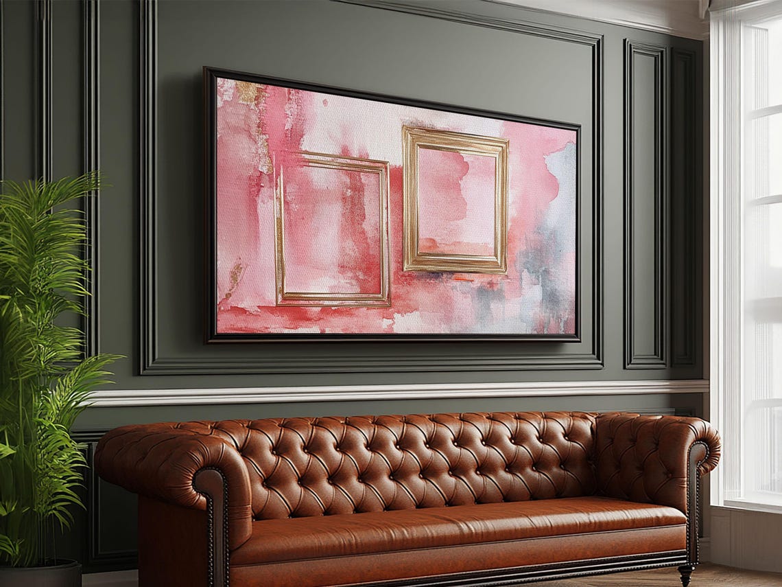 Gold Frame Abstract Framed Print Featuring Pink Abstract Art And Whimsical Art Light Pink Wall Art Minimalist Rustic Decor