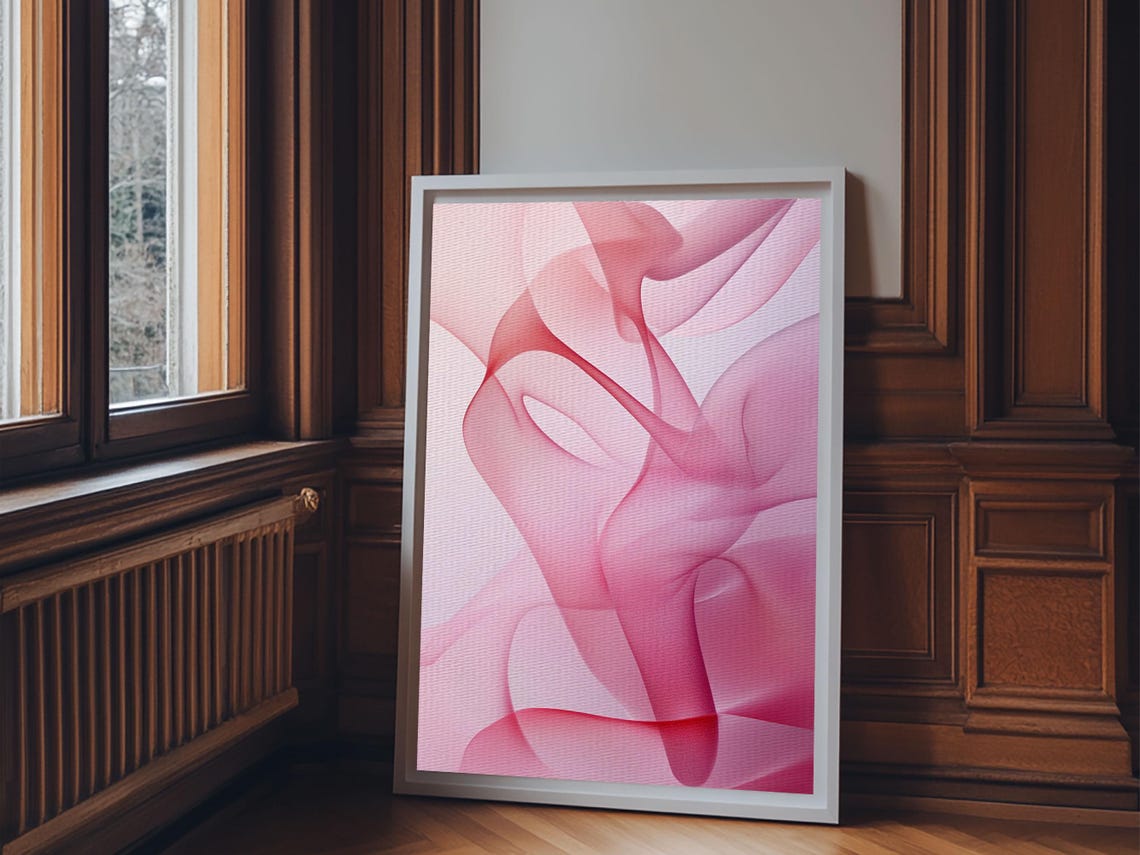 Soft Pink Abstract Flowing Lines Minimalist Modern Art Print - Image 6