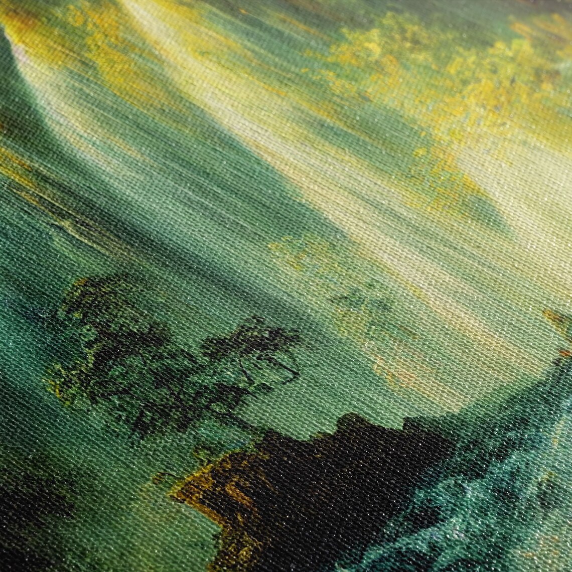 Vintage Forest Waterfall and Mountain Art Print - Image 2
