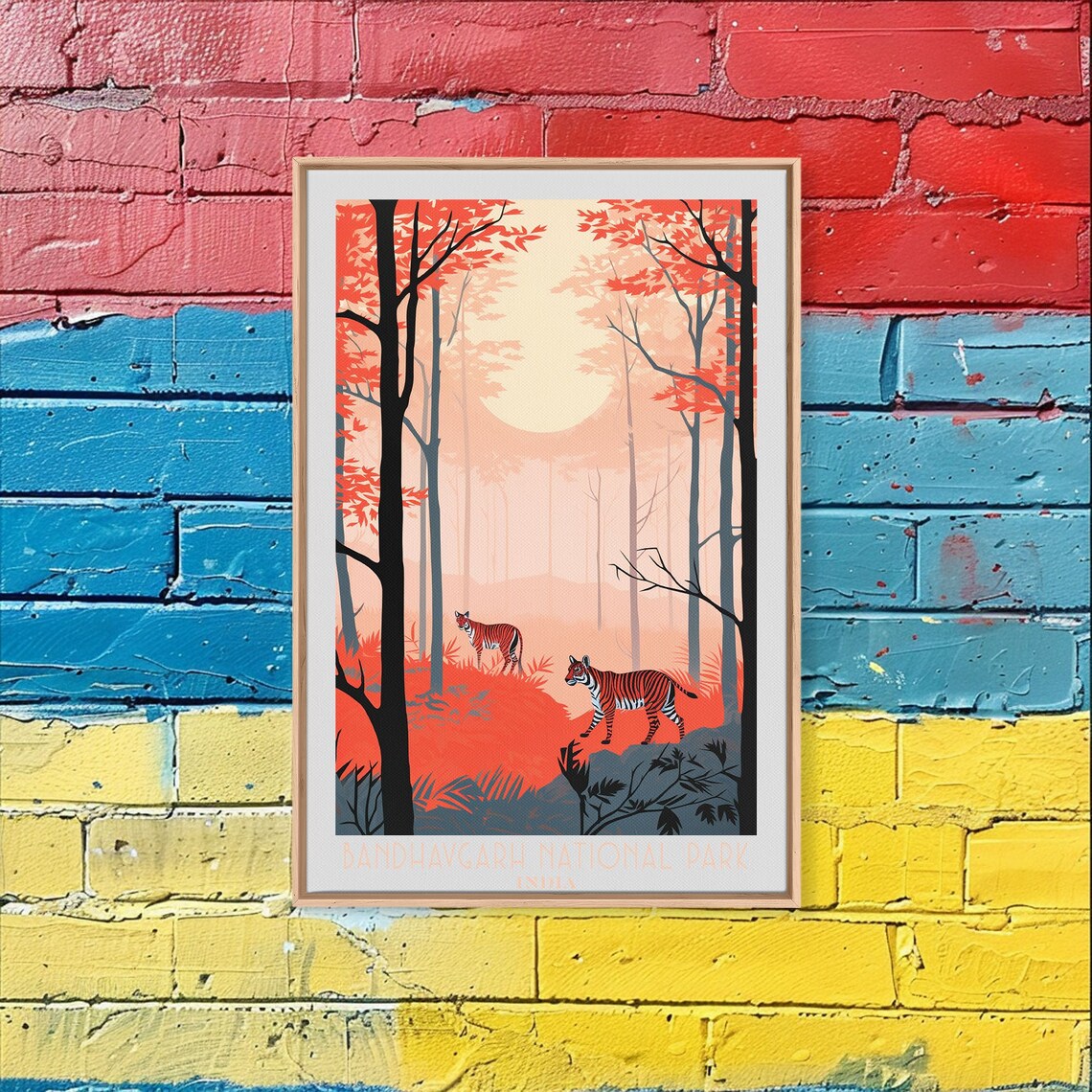 Bandhavgarh National Park India Tigers Misty Forest Sunrise Travel Poster