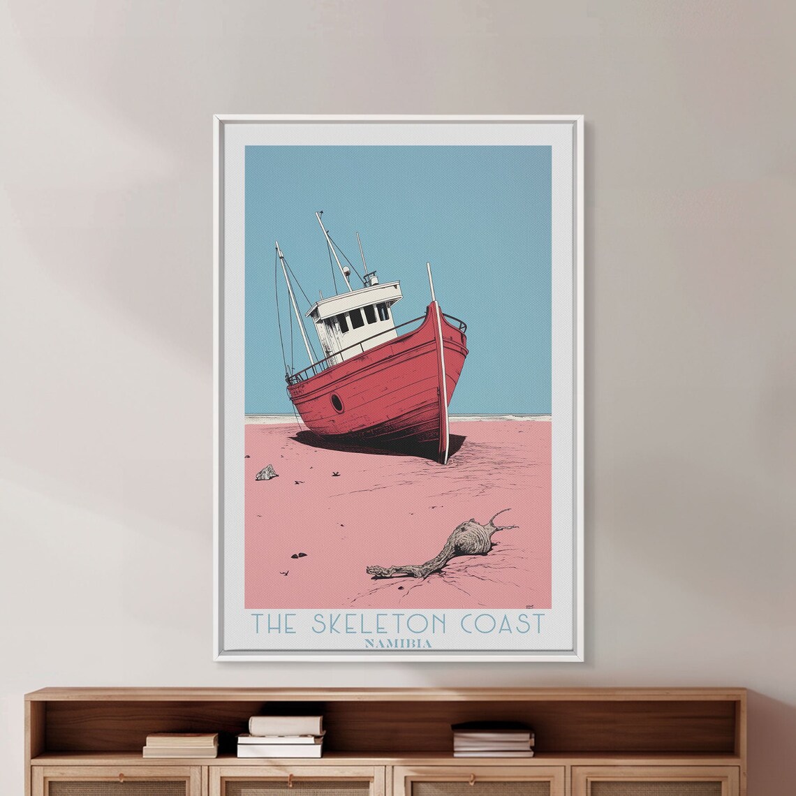 Skeleton Coast Namibia Shipwreck Desert Sand Blue Sky Vintage Travel Poster - Image 5