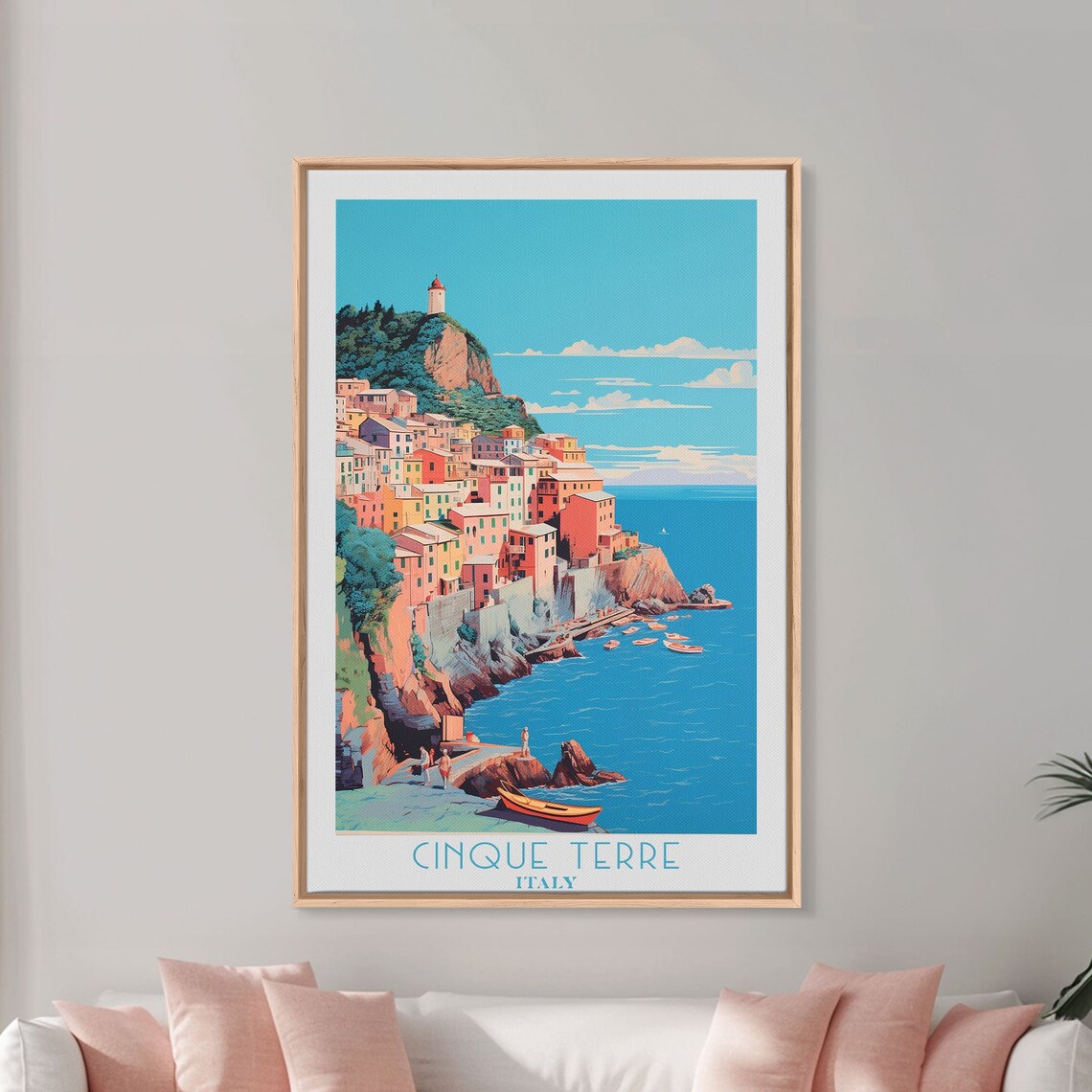 Cinque Terre Italy Colorful Cliff Village Harbor Boats Travel Poster - Image 5