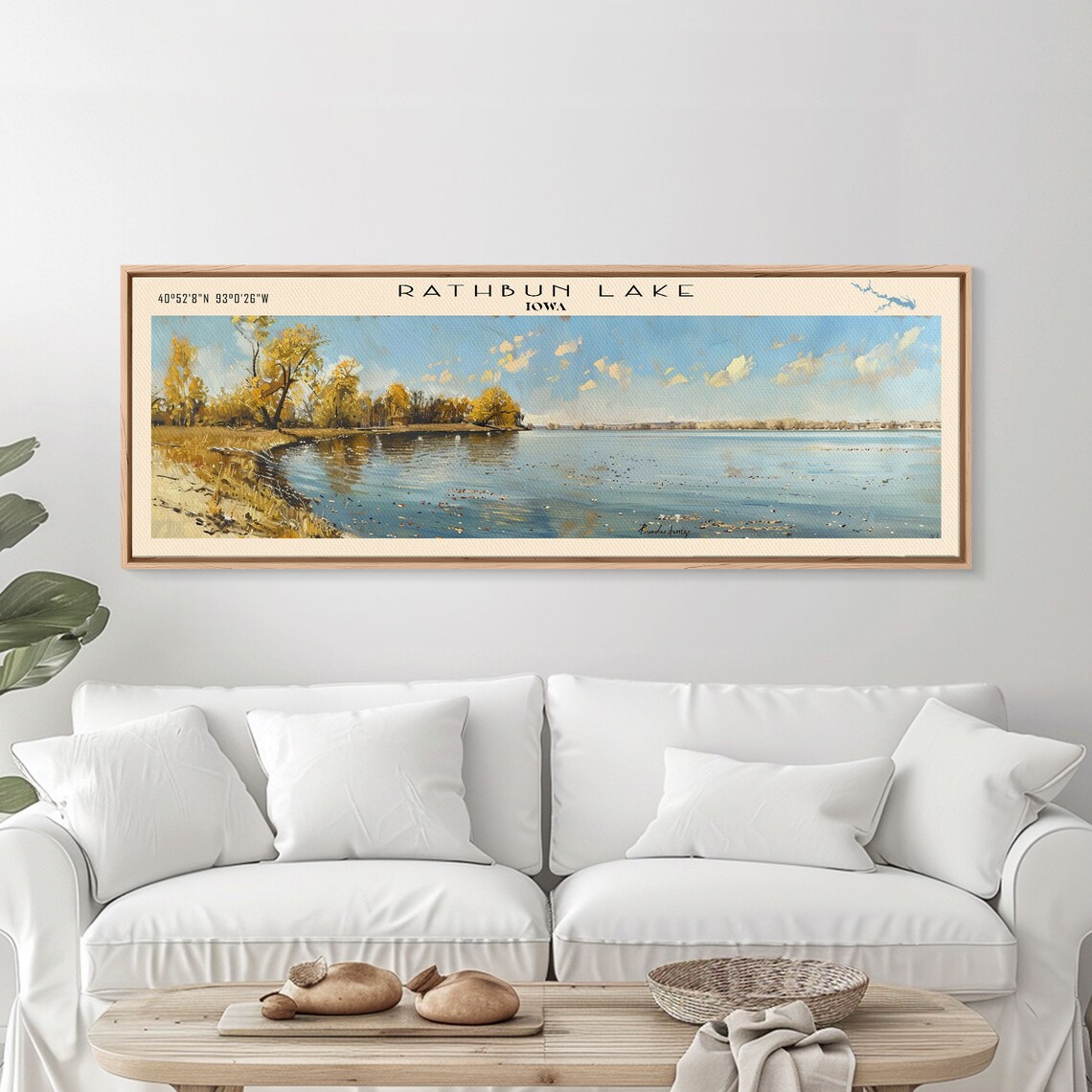 Rathbun Lake Iowa Golden Autumn Trees Sunny Shore Travel Poster