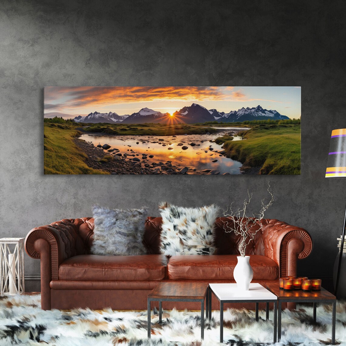 Katmai National Park Sunrise Snowy Peaks Tundra Stream Panoramic Poster - Image 3