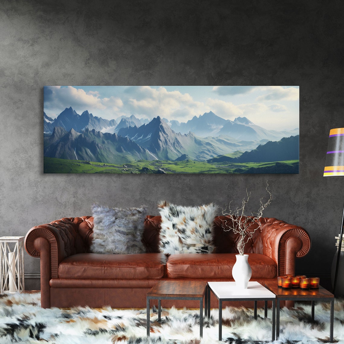 Caucasus Mountains Snowy Peaks Alpine Valley Panoramic Photo Print - Image 3