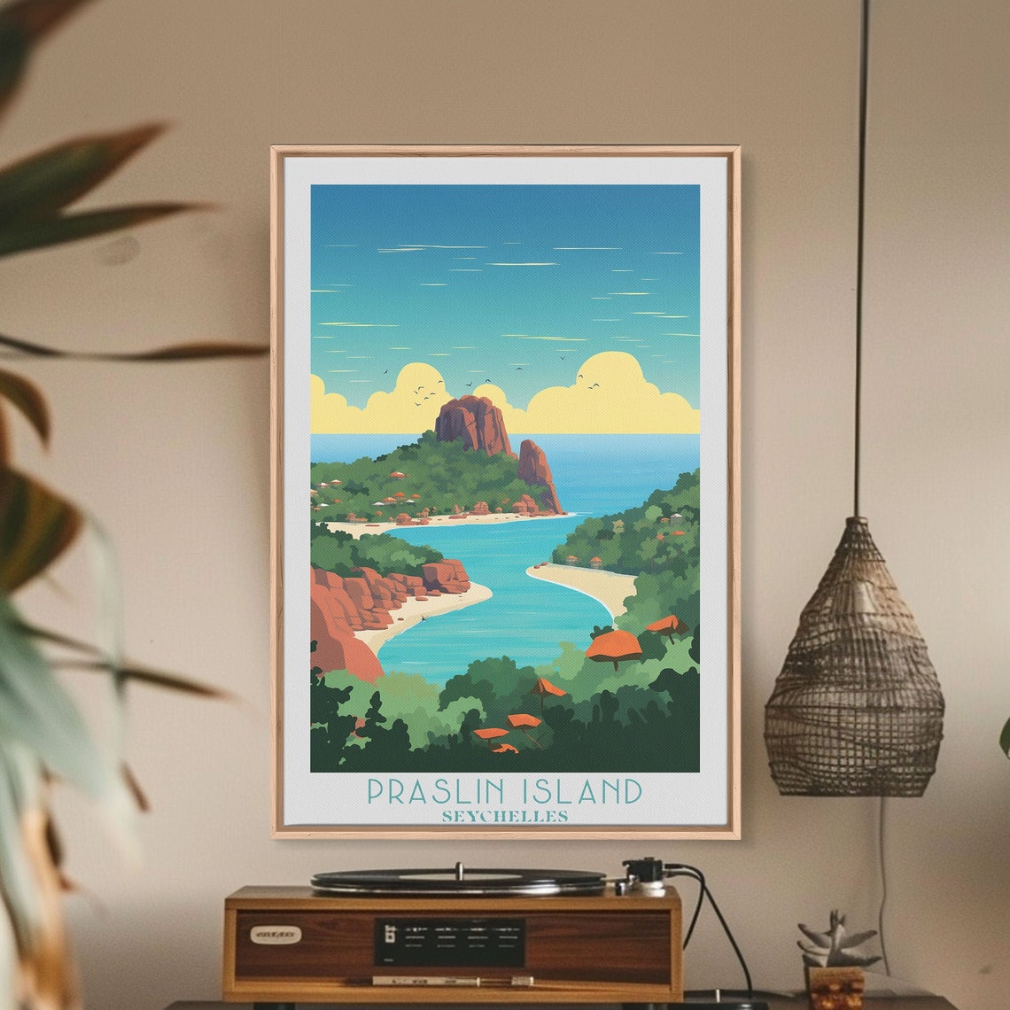 Praslin Island Seychelles Tropical Bay Granite Cliffs Beach Poster - Image 2
