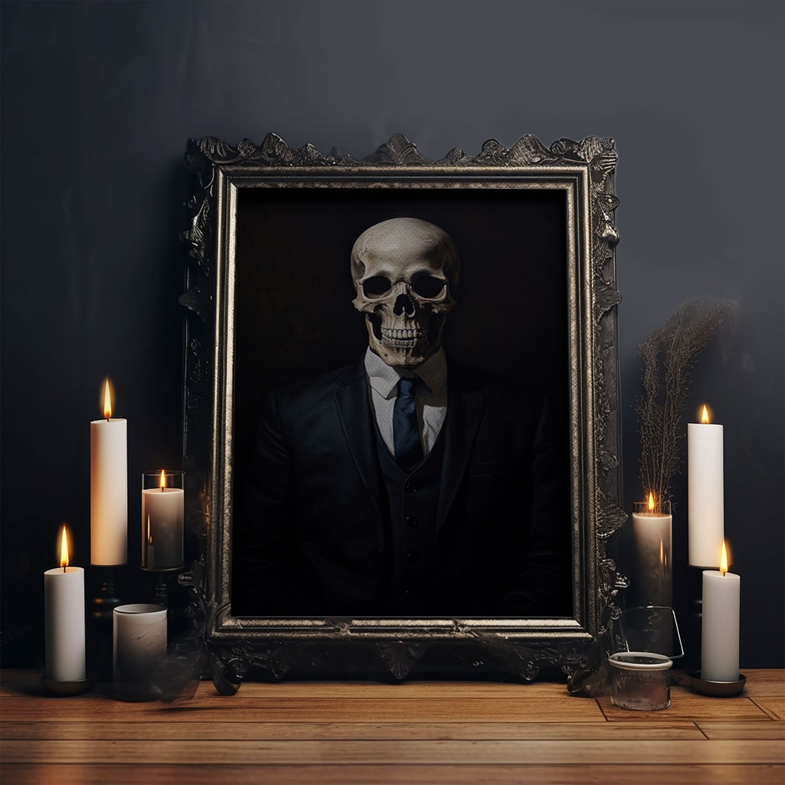 Gothic Skeleton Portrait Business Suit Tie Dark Victorian Art Print - Image 5