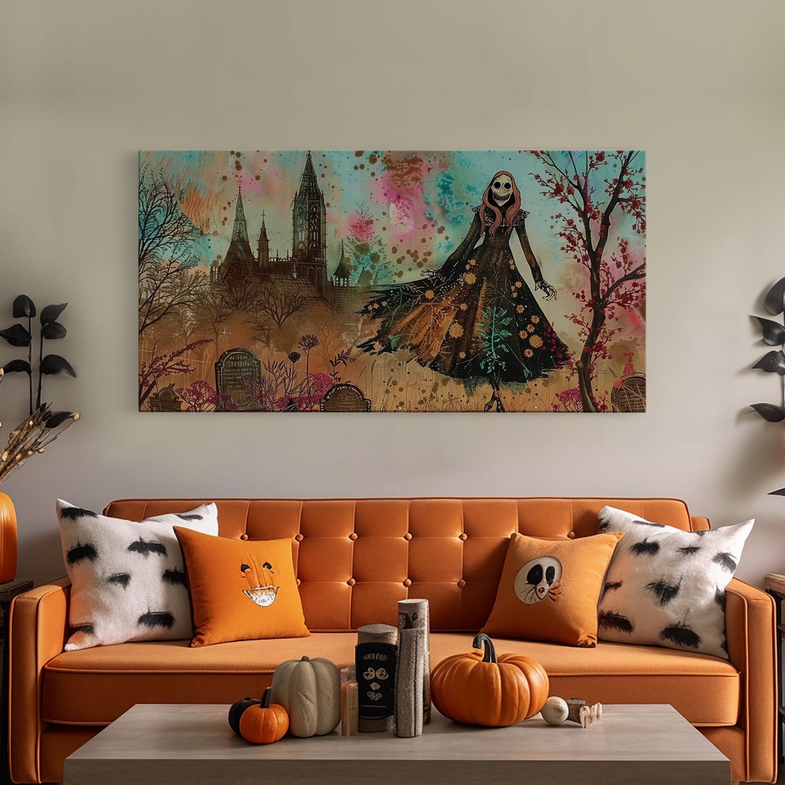 Grinning Banshee In Cemetery With Gothic Church Spooky Art Poster - Image 4