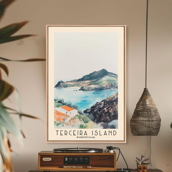 Terceira Island Portugal Watercolor Print Vacation Gift Portugal Wall Art Vacation Wall Art Vacatation Beach Decor Beachart