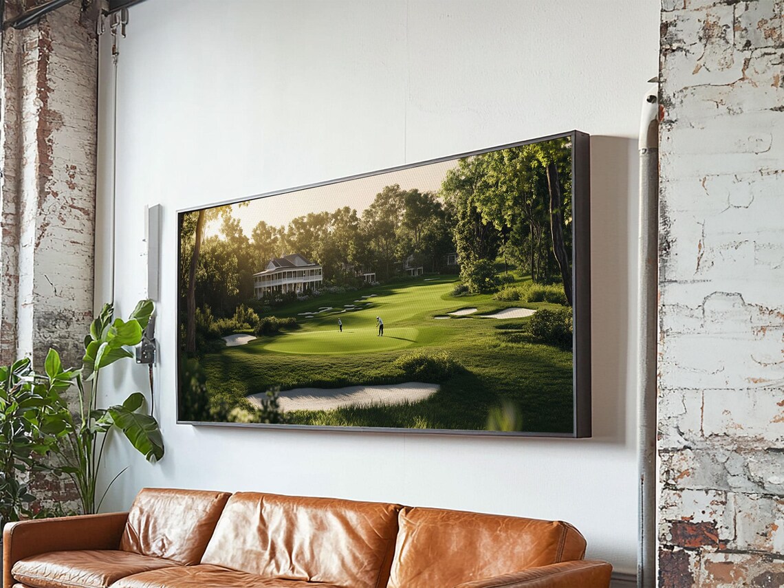 Sunlit Golf Course Clubhouse Panoramic Green Fairway Sports Poster - Image 4