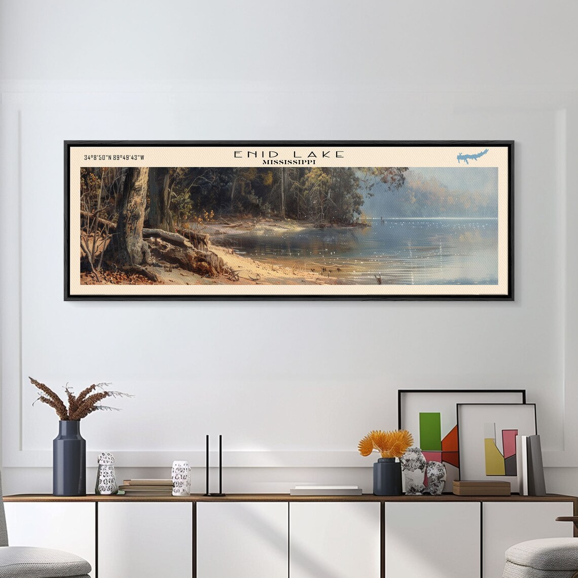 Enid Lake Mississippi Travel Poster, Lake House Decor