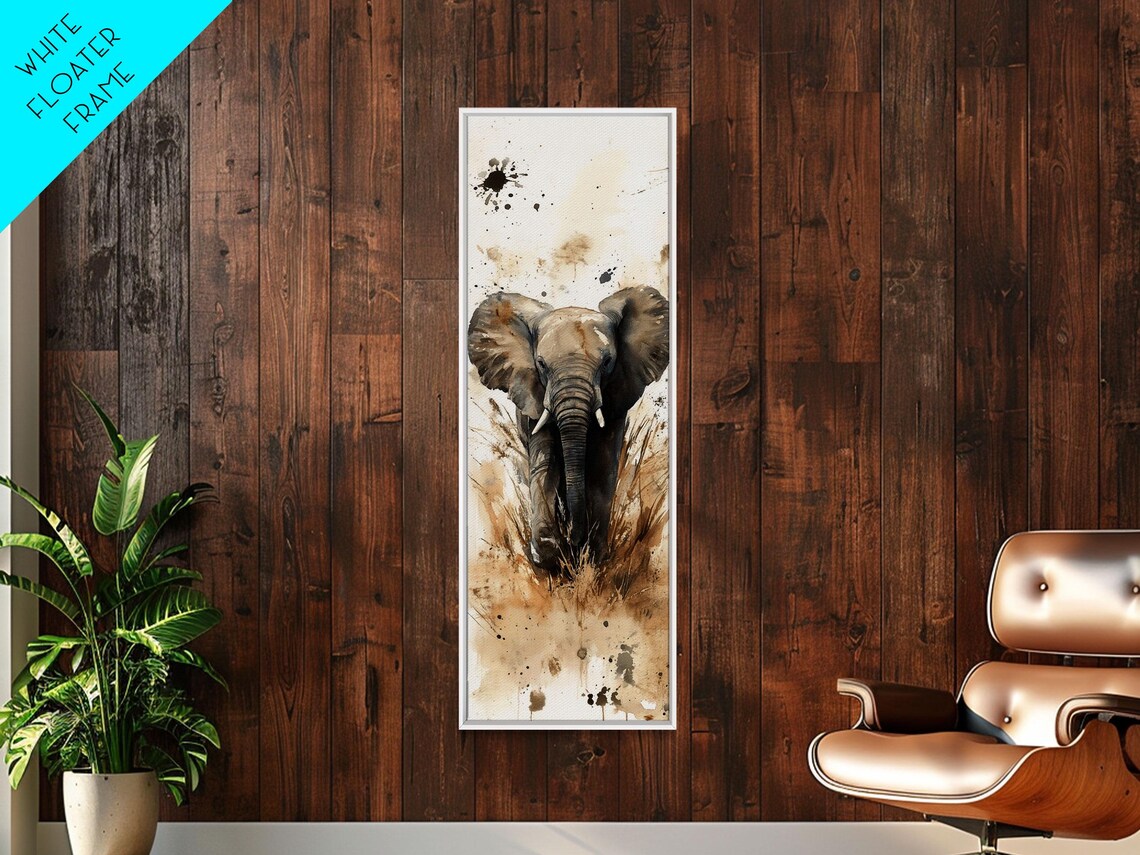 African Elephant Watercolor Sepia Safari Rustic Wildlife Vertical Poster - Image 5