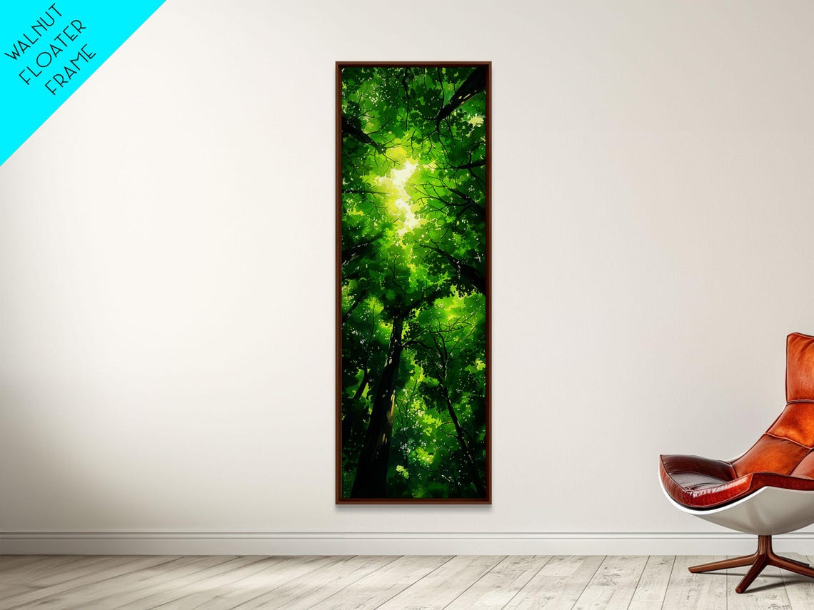 Green Forest Canopy Sunlight Through Trees Tall Narrow Nature Poster - Image 6