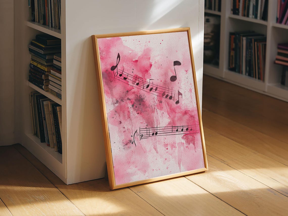 Musical Notes Pink Watercolor Abstract Music Lover Art Print - Image 5