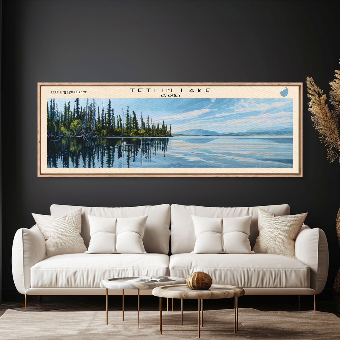 Tetlin Lake Alaska Mirrored Pine Forest Still Blue Water Travel Poster - Image 2