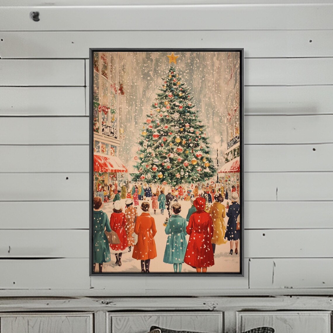 Christmas Tree in Town Square, Holiday Wall Art Print - Image 2