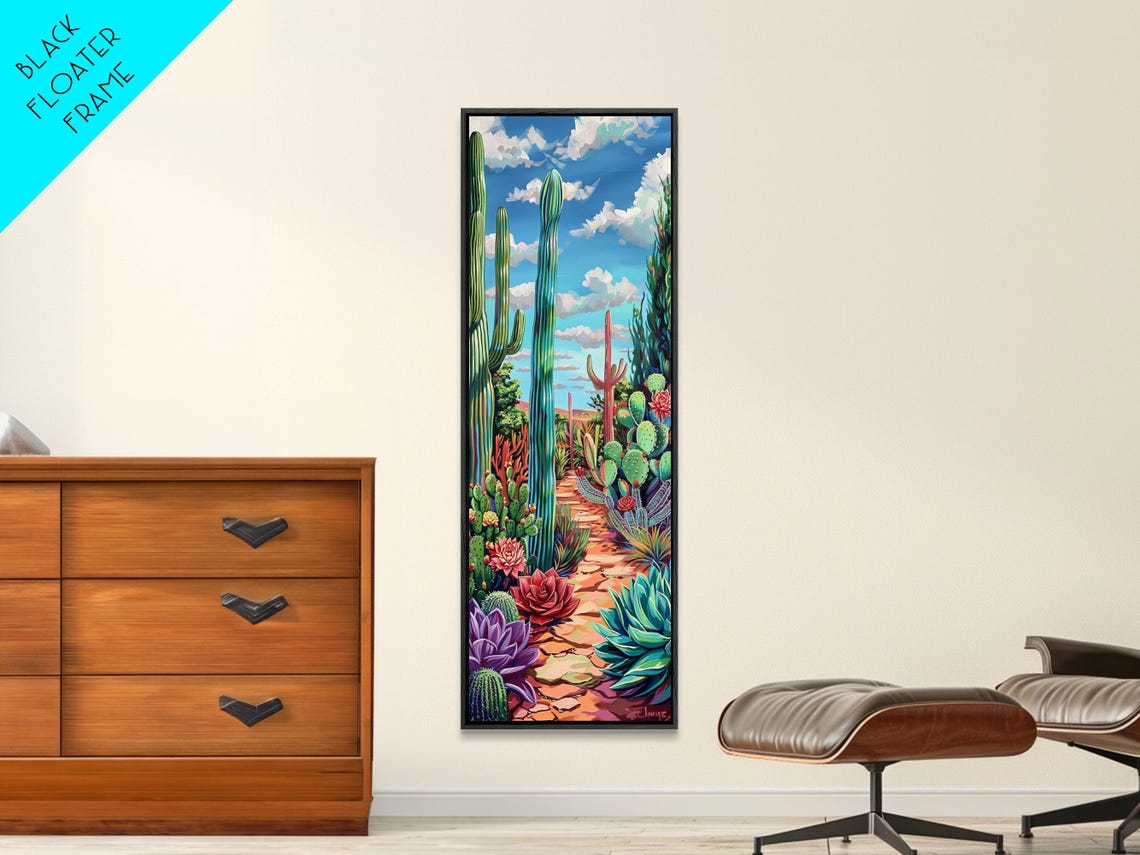 Desert Botanical Garden Saguaro Cactus Succulent Colorful Art Poster - Image 3