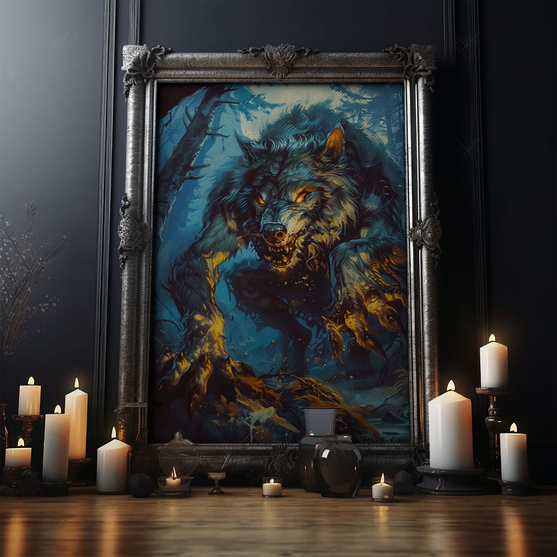 Ferocious Werewolf In Moonlit Forest Snarling Beast Horror Poster - Image 5