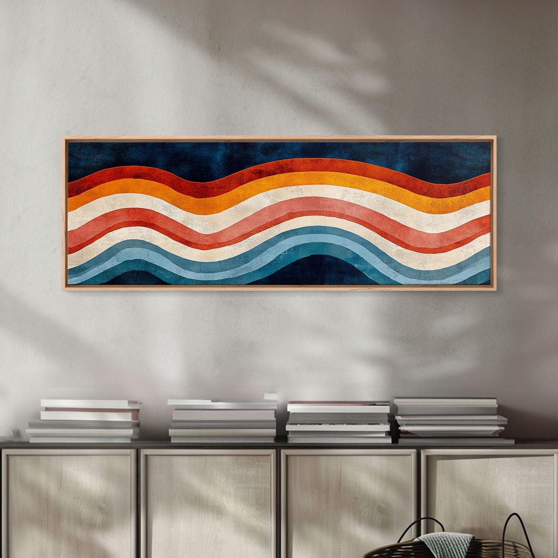 Rainbow Wave Stripes Retro Abstract Colorful Panoramic Art Poster - Image 2
