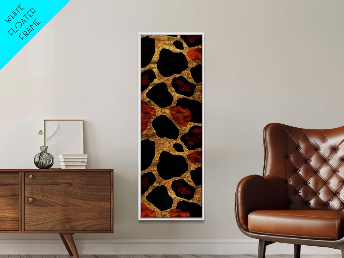 Textured Leopard Print Black Red Gold Spots Bold Animal Art Poster - Image 3
