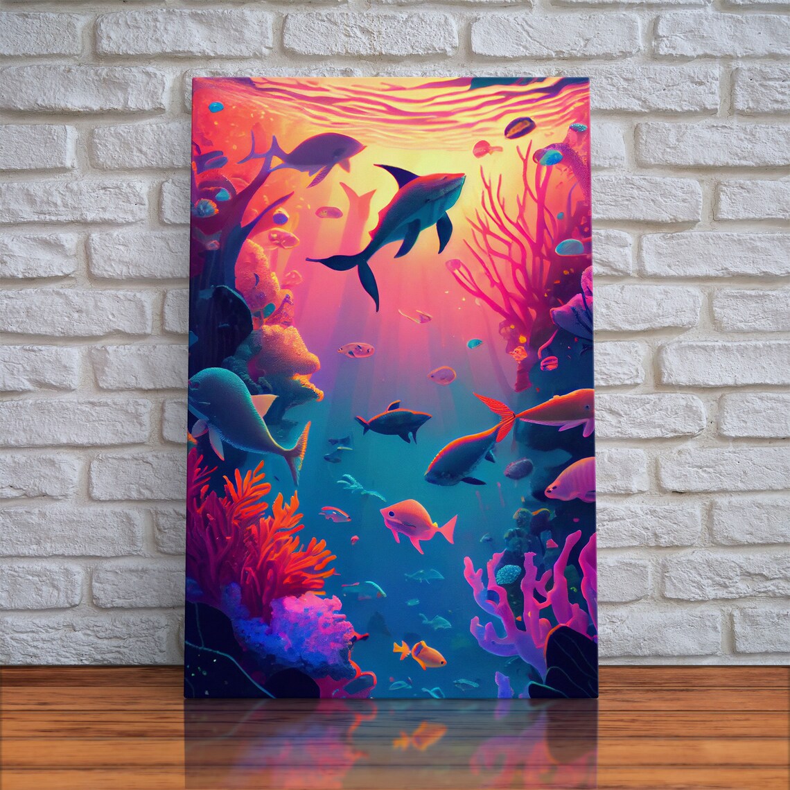 80s Vibe Under The Sea Coral Reef Art Framed Print Fish And Reef Art - Image 4