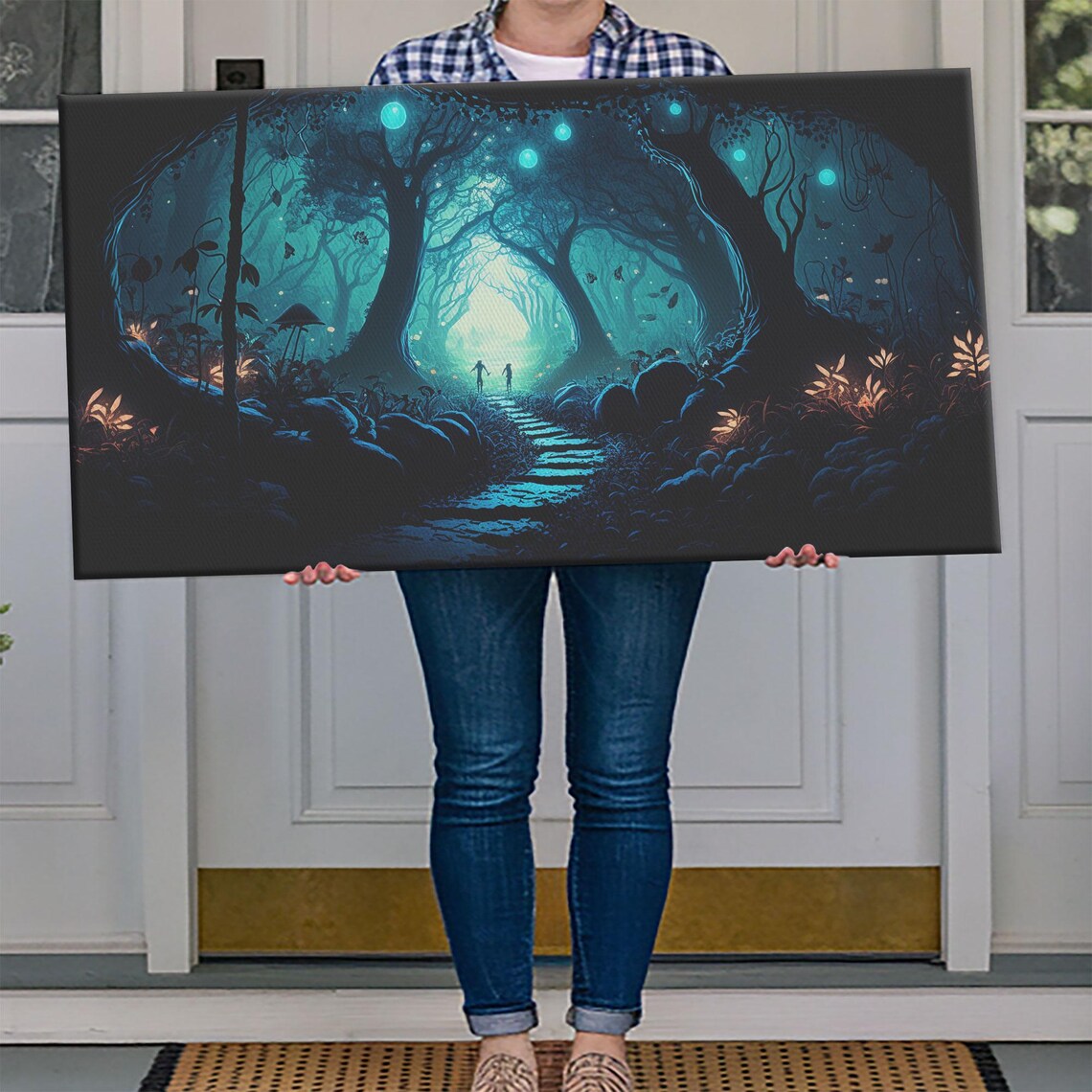 Beautiful Fantasy Art Framed Print Moonlit Forest Floor Fantasy Concept Art - Image 4