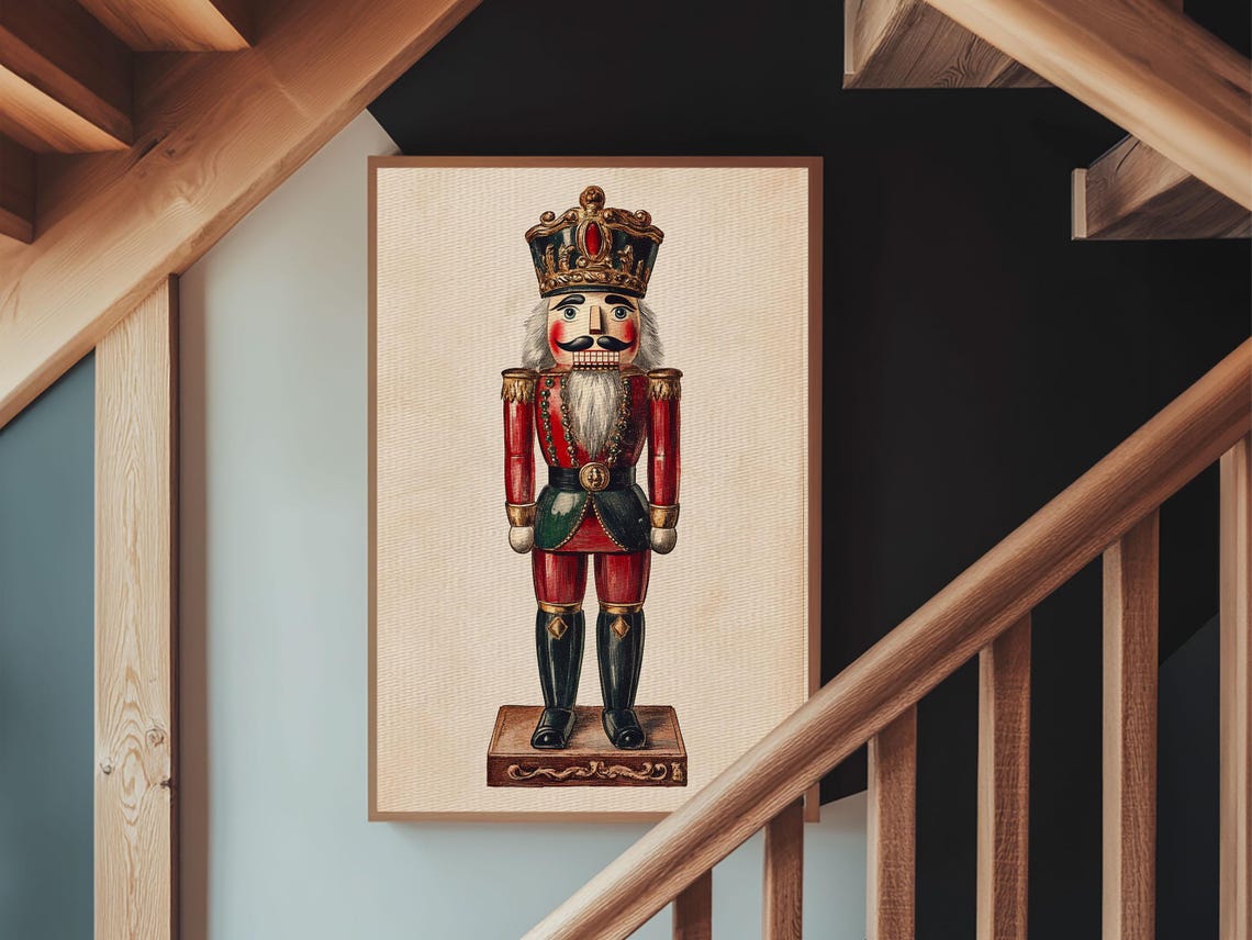 Nutcracker King With Crown Full Body Vintage Christmas Holiday Poster - Image 3