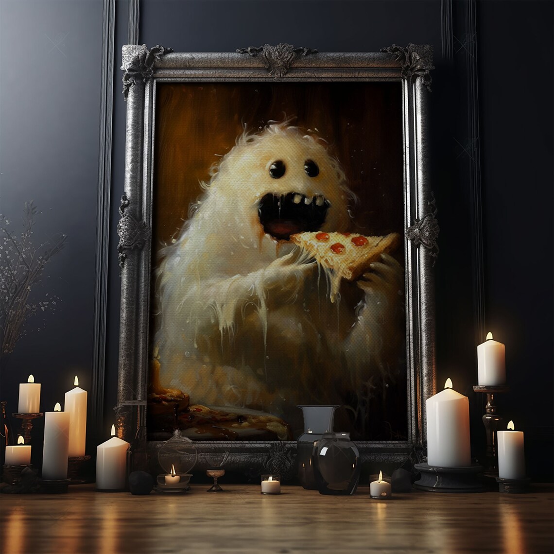 The Pizza Ghost, Funny Halloween Art Print - Image 5