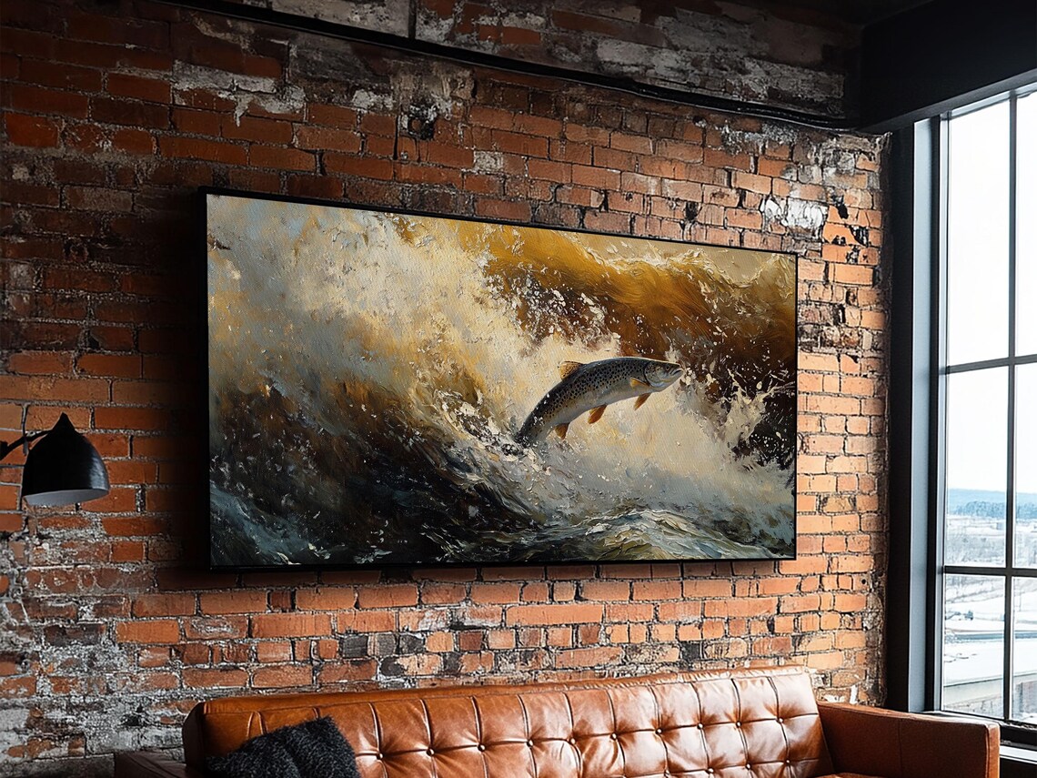 Fly Fishing Trout River Scene, Rustic Art Print - Image 4