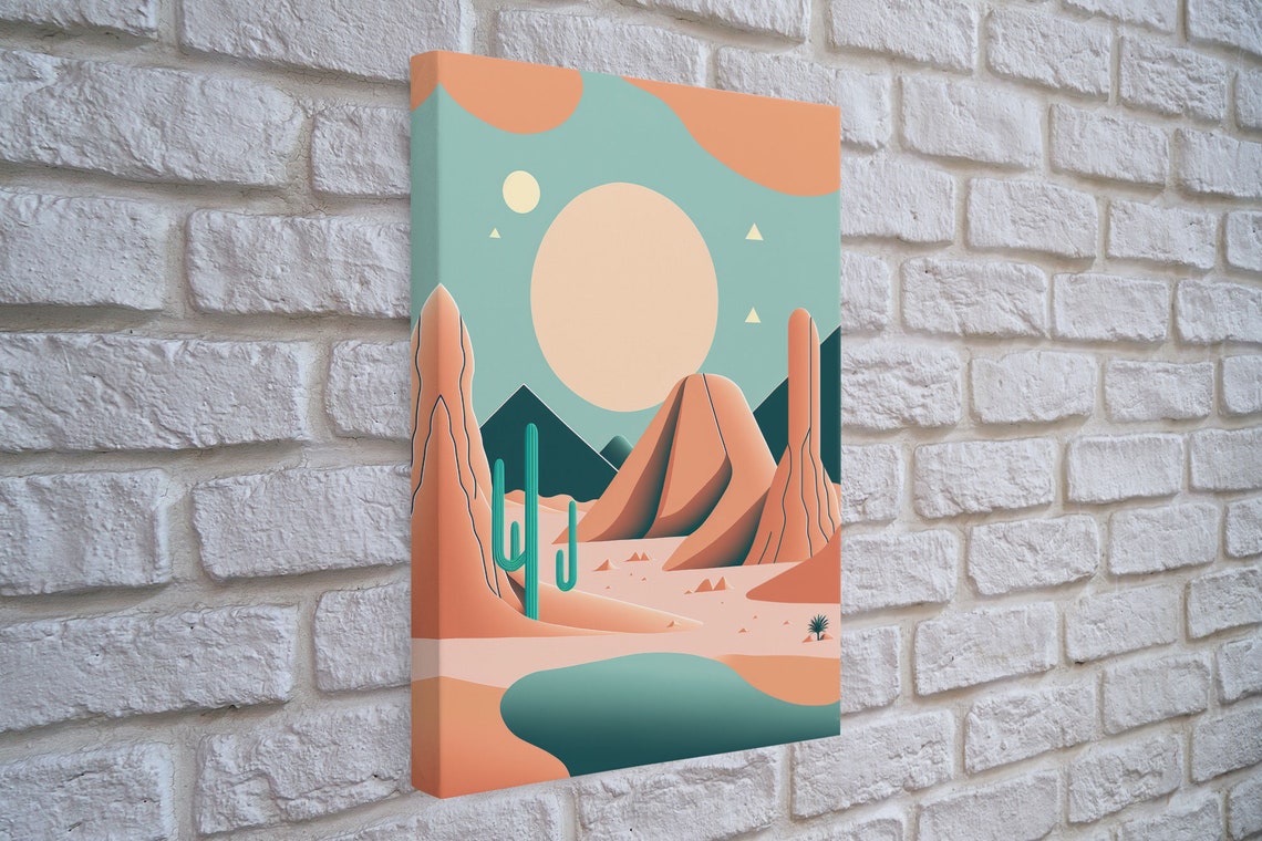 Scandinavian Inspired Midwestern Pop Art Minimalist Boho Style Desert Landscape Framed Print Western Abstract Art - Image 4