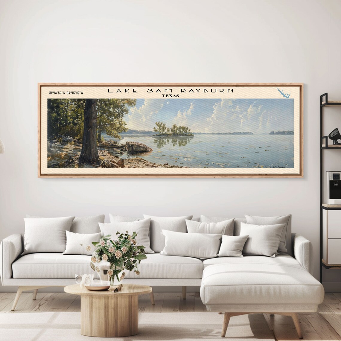Lake Sam Rayburn Boho Travel Poster, Lake House Decor - Image 2