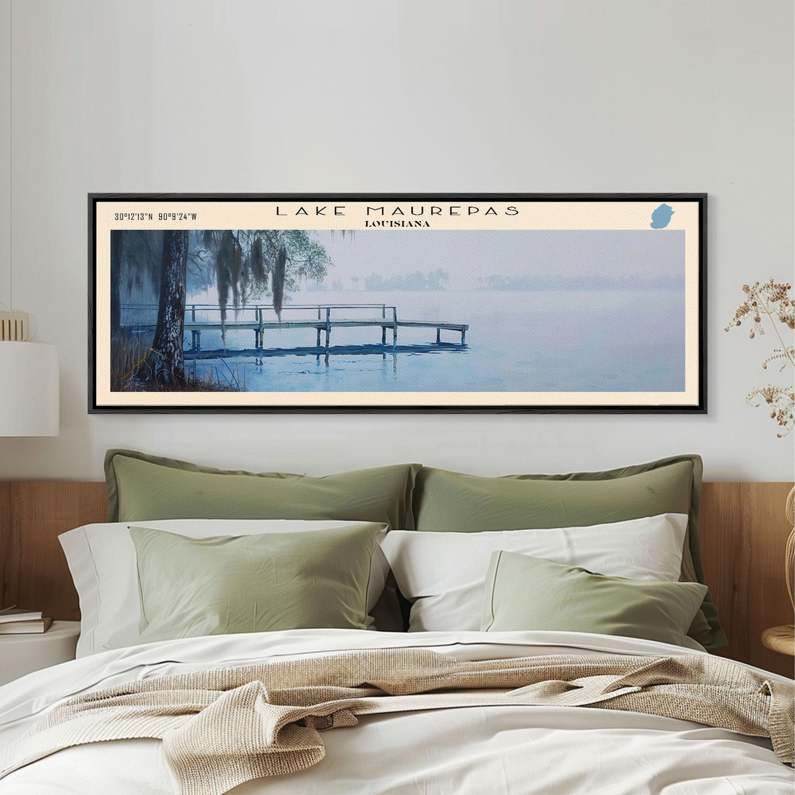 Lake Maurepas Louisiana Spanish Moss Cypress Misty Pier Lake Poster